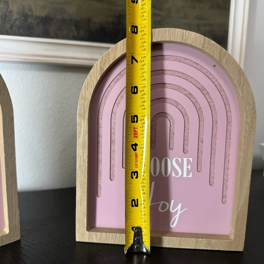 Choose Joy Pink Arch Wood Signs (Set of 2) Home Decor 8x6 Inches‎
